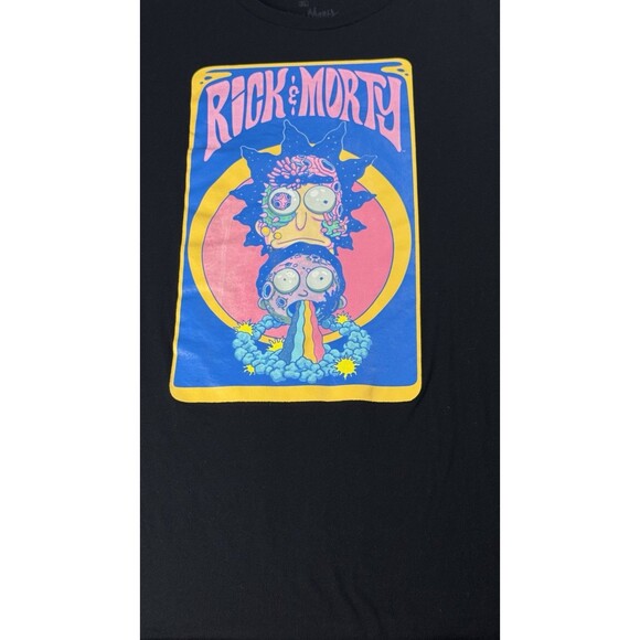 Rick And Morty Shirt Mens XLarge Black Adult Swim Psychedelic Graphic Cartoon - Picture 11 of 11